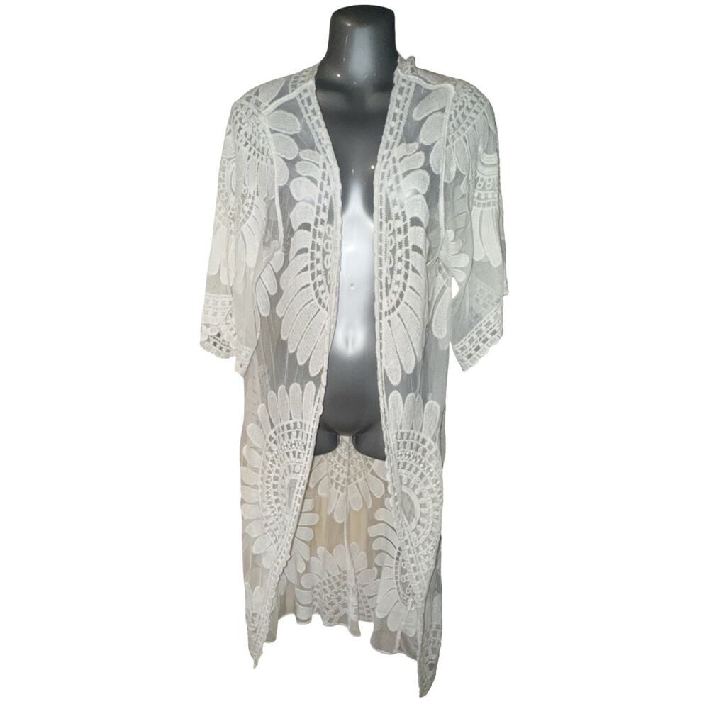 Rebellion White Women’s Bathing Suit / Beach Cover Up, Sz L, 44” Long